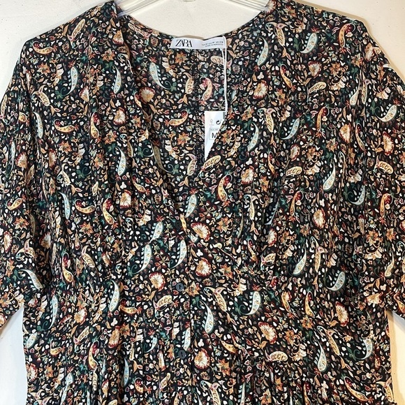 NWT. Zara Medium Paisley Print Maxi Dress Multicolor. - Picture 7 of 14